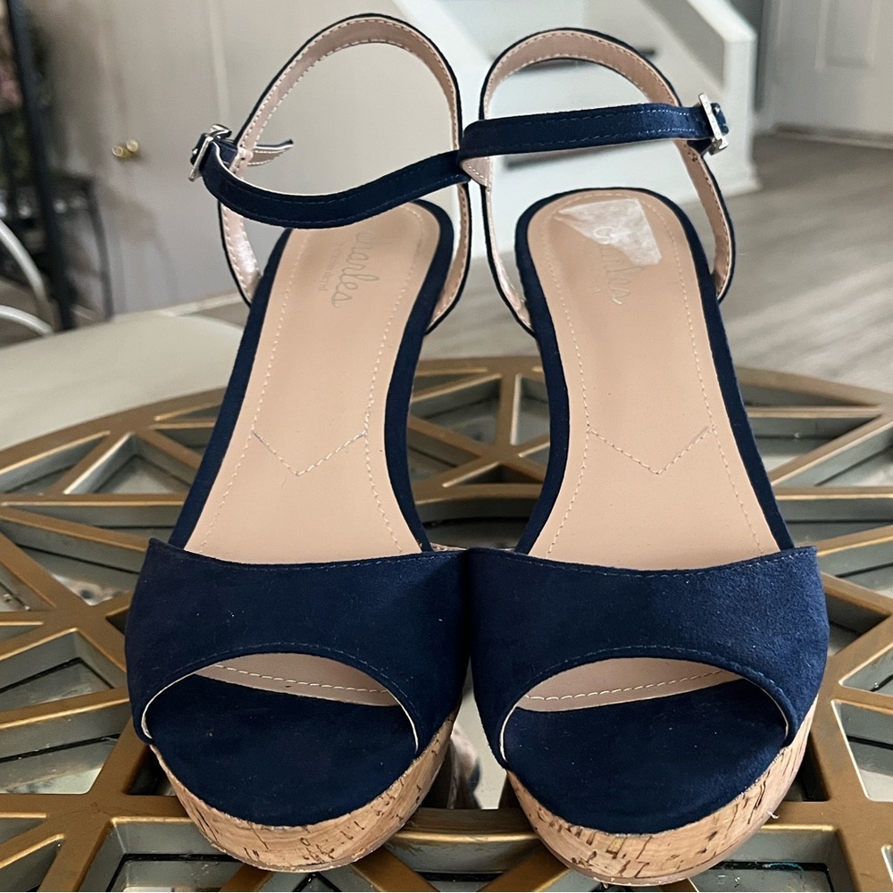 Charles by Charles David Navy Wedge Sandals - Picture 7 of 14